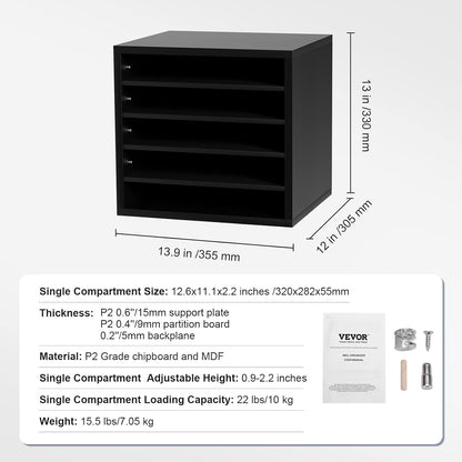 VEVOR Literature Organizers, 12 Compartments Office Mailbox with Adjustable Shelves, Wood Literature Sorter 20.4x12x16.1 inches for Office, Home, Classroom, Mailrooms Organization, EPA Certified White