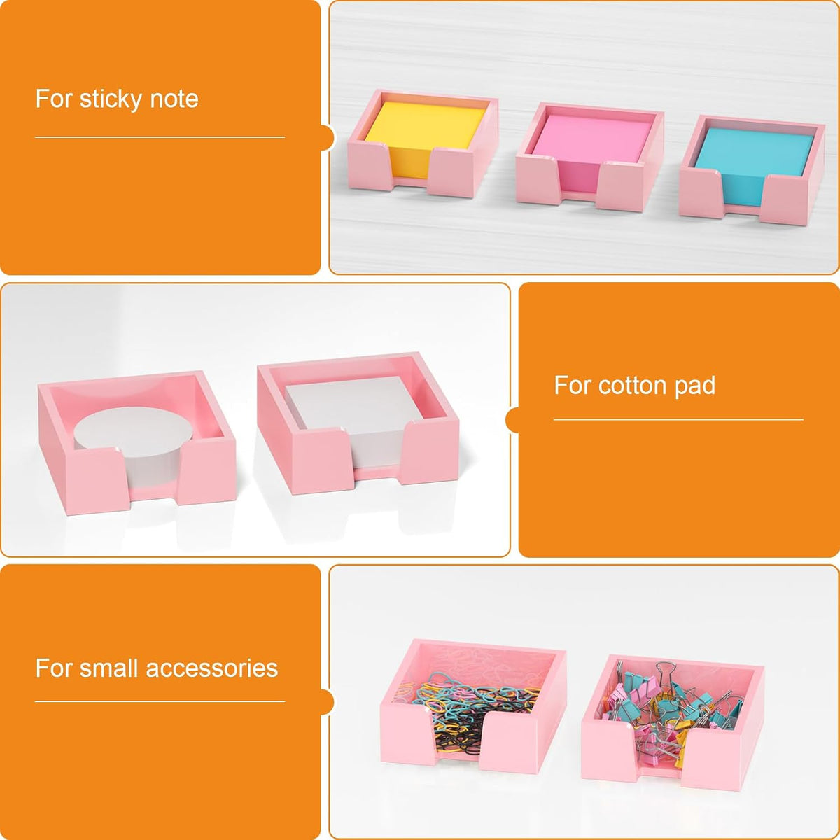 BEEGO Sticky Note Organizer - 4x6 in Crystal Clear Acrylic Notepad Holder & Dispenser for Dorm Room Office Desk Organization