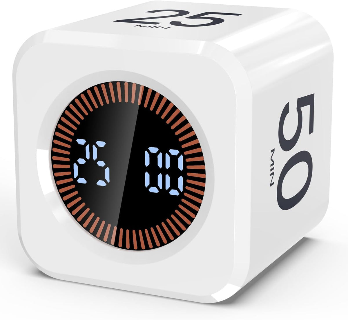 Digital Pomodoro Timer Cube 5/10/25/50min, Visual Productivity Flip Timer for Kids Classroom Desk, Custom Countdown, Silent and Sound Mode for ADHD Study Work Game Kitchen (Purple)