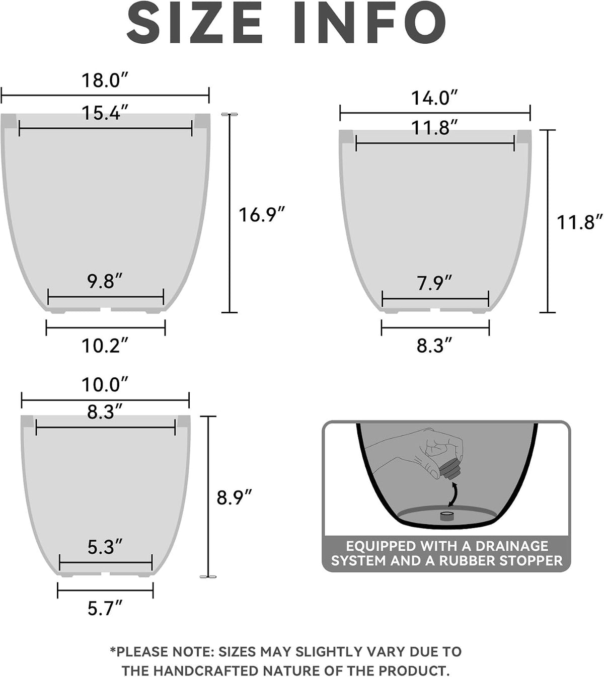 Kante 8.9" H x 10" W Small Concrete Planter, Compact Desktop Plant Pot with Drainage Hole & Rubber Plug – Lightweight Breathable Cement Container for Succulents, Cactus, Herbs, Indoor Outdoor, Gift