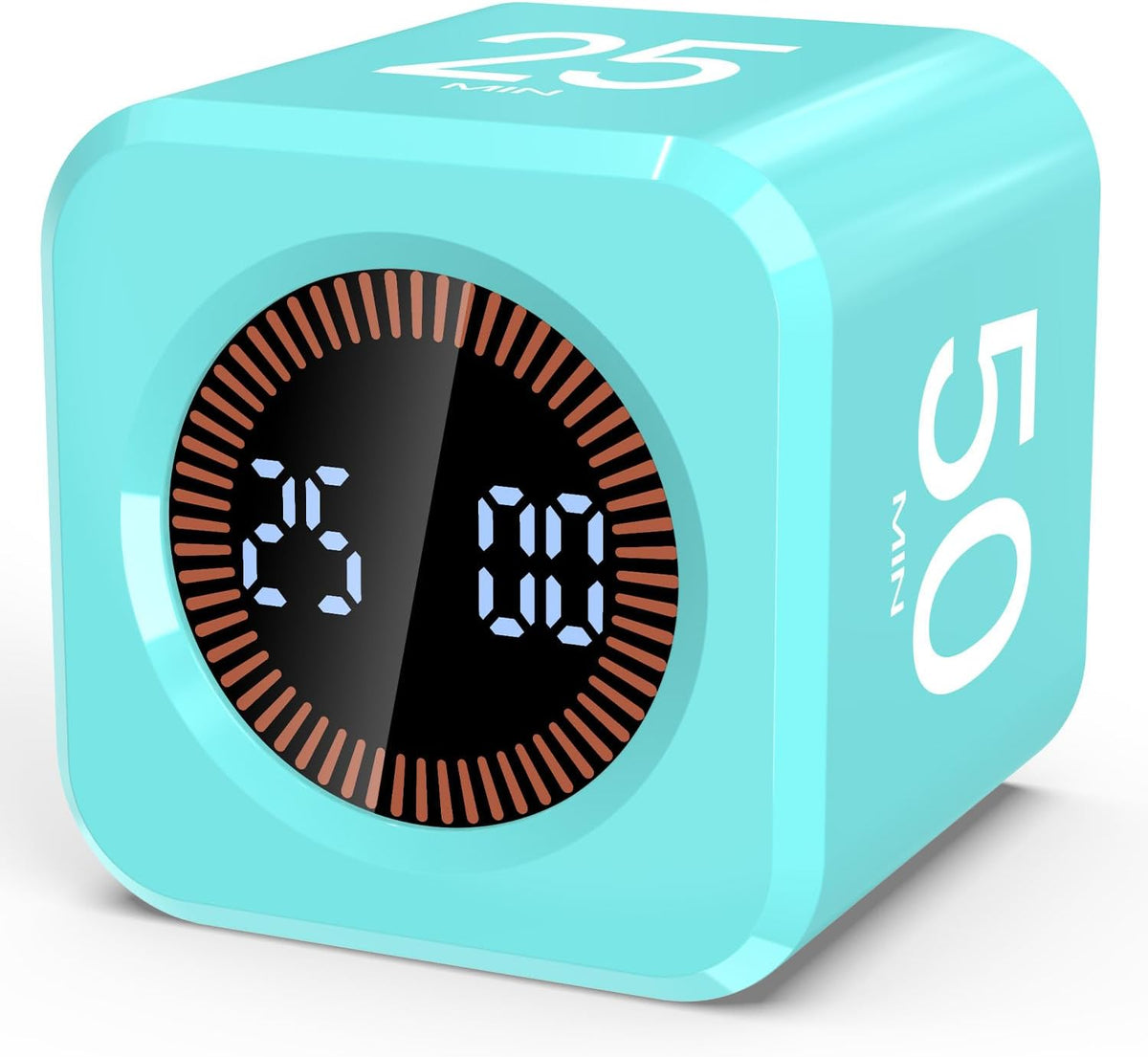 Digital Pomodoro Timer Cube 5/10/25/50min, Visual Productivity Flip Timer for Kids Classroom Desk, Custom Countdown, Silent and Sound Mode for ADHD Study Work Game Kitchen (Purple)