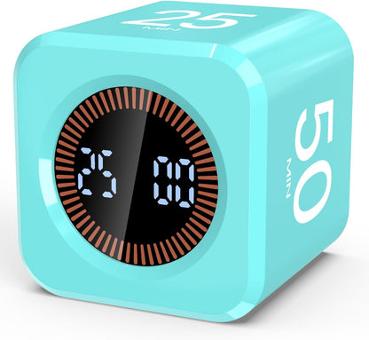 Digital Pomodoro Timer Cube 5/10/25/50min, Visual Productivity Flip Timer for Kids Classroom Desk, Custom Countdown, Silent and Sound Mode for ADHD Study Work Game Kitchen (Purple)