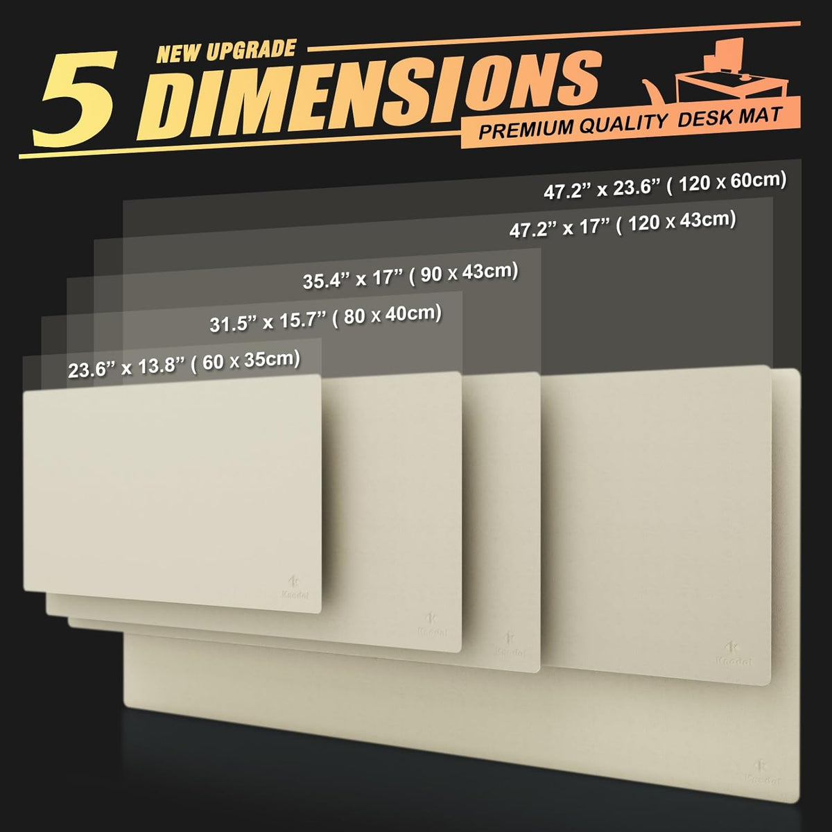 K KNODEL Large Office Leather Desk Mat, Mouse and Keyboard Pad, Computer and Laptop Mat, Desktop Protector and Cover, Writing Pad and Blotter (31.5"x15.7", Black)