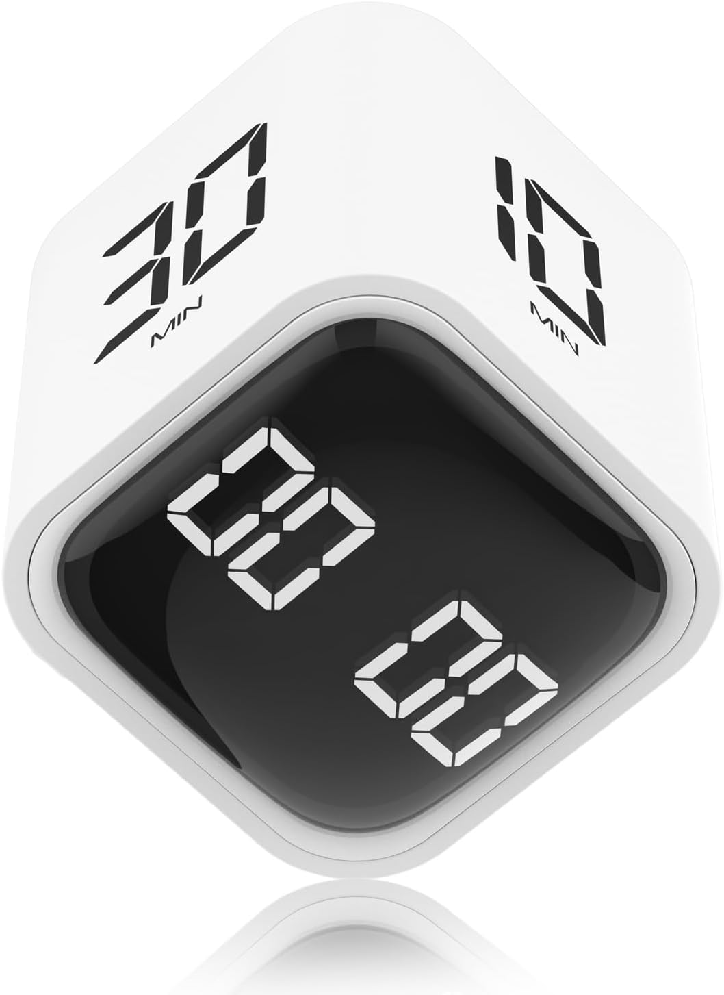 Rotating Cube Timer - 1/5/10/30/60min Presets, Gravity Sensor Pomodoro Stopwatch, 3 Sound Modes, ADHD Study Tool for Office/Kitchen/Classroom (F6 Black)