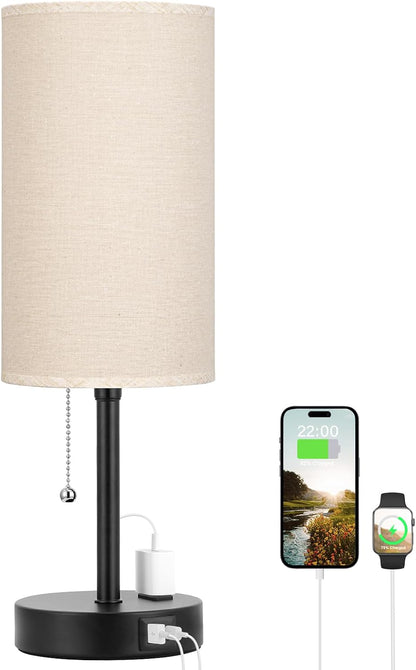 Dicoool Bedside Table Lamp for Bedroom - Small Desk Lamp with USB Ports