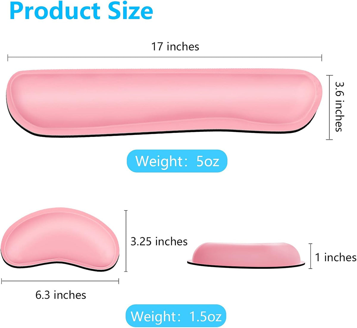 Mouse Wrist Rest, Ergonomic Memory Foam Mouse Wrist for Computer Desk Mats Support, PU Leather Hand Rest Pad Cushion for Gaming, Laptop, Men, Women, Pain Relief & Easy Typing, Black