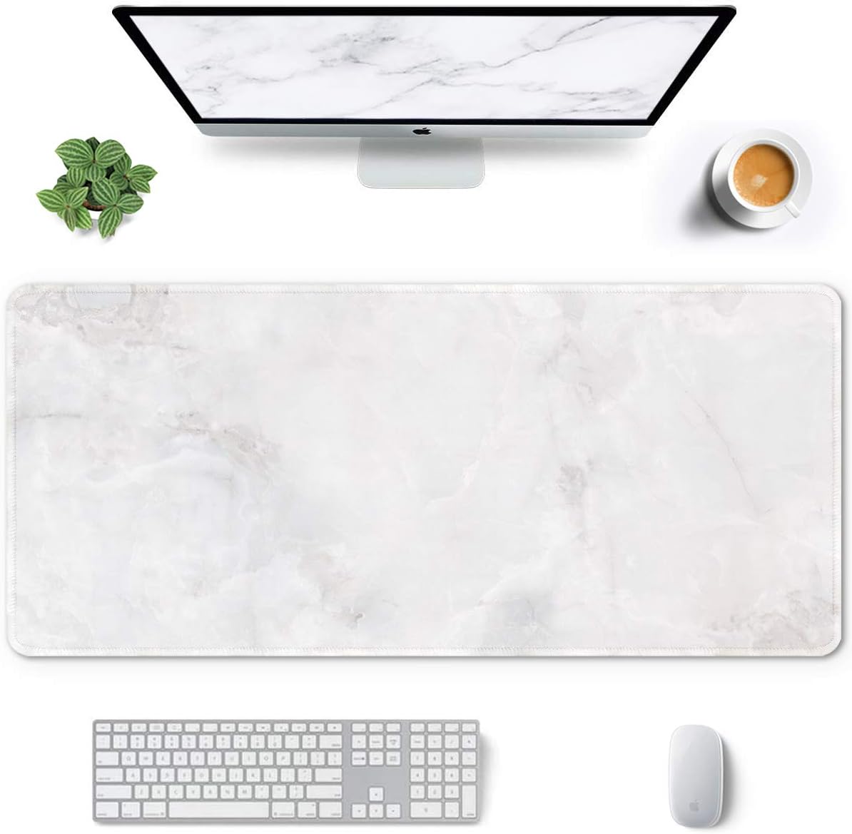 Auhoahsil Desk Mat, Ultra Large Mouse Pad, XXL Gaming Mousepad, Green Tropical Leaves Deskpad, Big Extended Full Size Mouse Pad, Desktop Desk Matt for Keyboard, Laptop & Computer, 35.5 x 15.7 in - Colors A