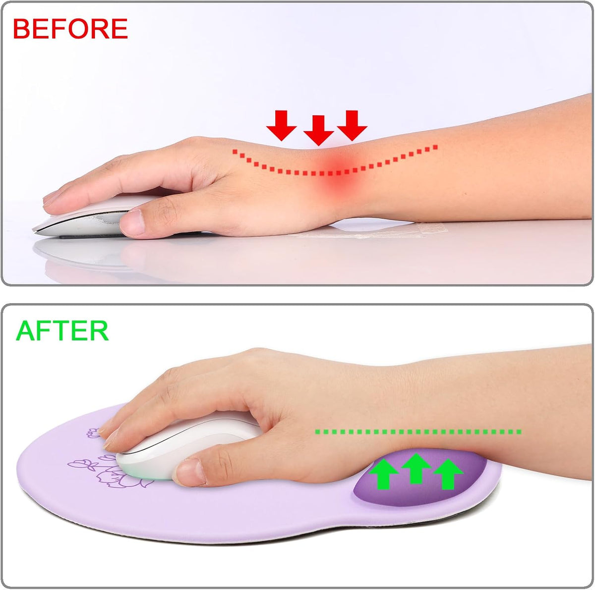 Ergonomic Mouse Pad with Wrist Support Rest,Large Mousepad Gel Wrist Rest, with Coaster Non-Slip & Pain Relief for Computer, Desk, Home&Office-Beach - Colors B