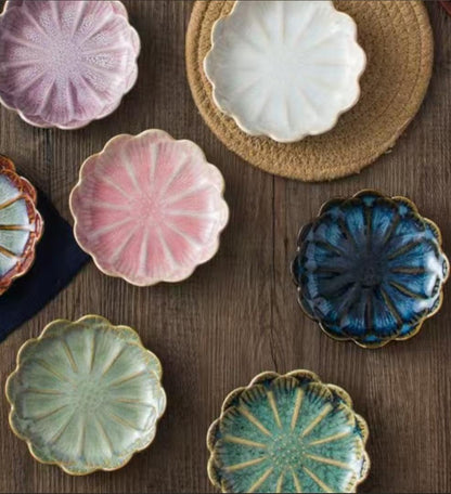 Ring Dish, Kiln Glaze Jewelry Trinket Tray, Gifts for Women I Lotus Leaf Necklace Earrings Holder on Nightstand Bathroom, Ceramic Cute Key Bowl, White. All Jewelries Are NOT Included.