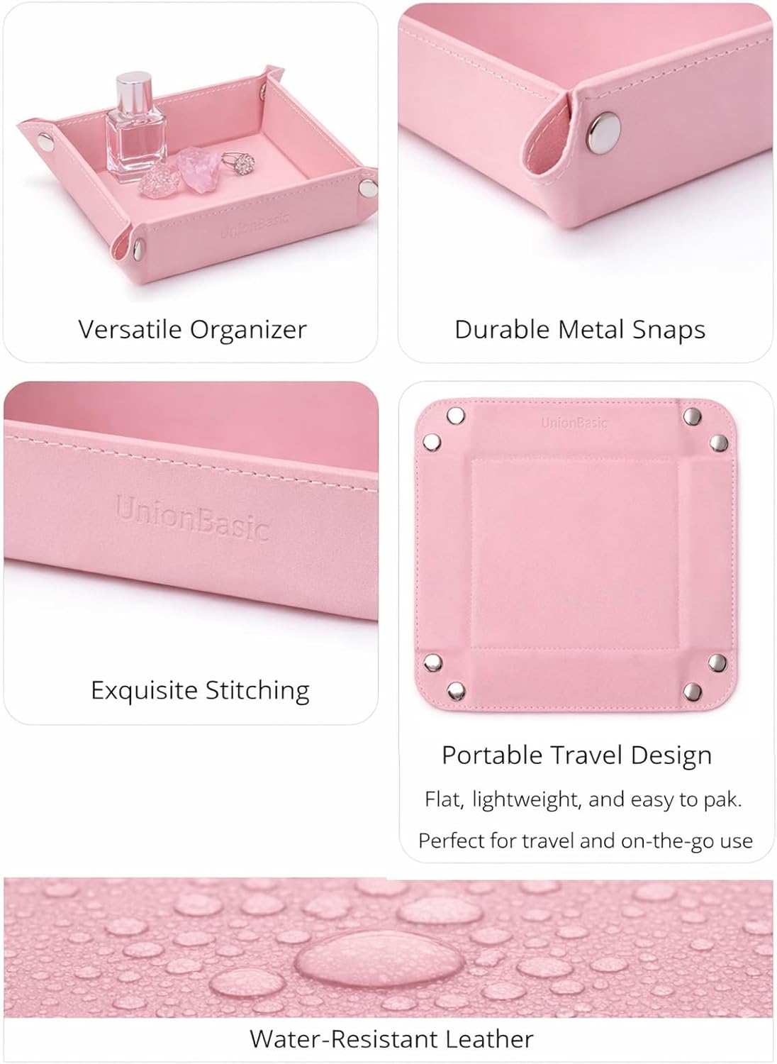 UnionBasic Small Valet Tray, Jewelry Tray for Rings Watches Earrings, Entryway Catchall Caddy for Coins Keys Change, Nightstand Bedside Valet Holder, Trays for Electronic Gadgets, Beige - Colors B