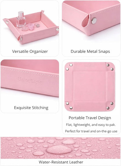 UnionBasic Small Valet Tray, Jewelry Tray for Rings Watches Earrings, Entryway Catchall Caddy for Coins Keys Change, Nightstand Bedside Valet Holder, Trays for Electronic Gadgets, Beige - Colors B