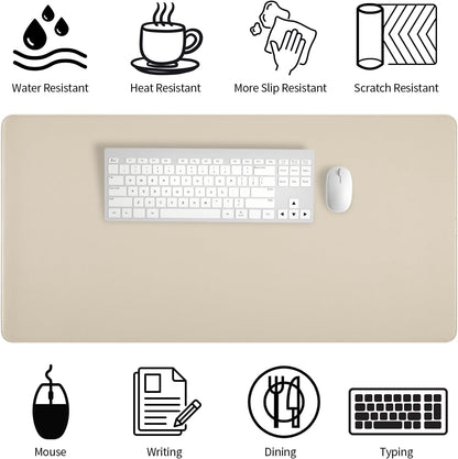Bloss Leather Desk Pad and Keyboard Wrist Rest, Large Mouse Pad + Keyboard Pad+Mouse Wrist Support, Non-Slip Desk Mat Protector for Office, Home(31.5×15.7 Inches,Beige) - Colors B