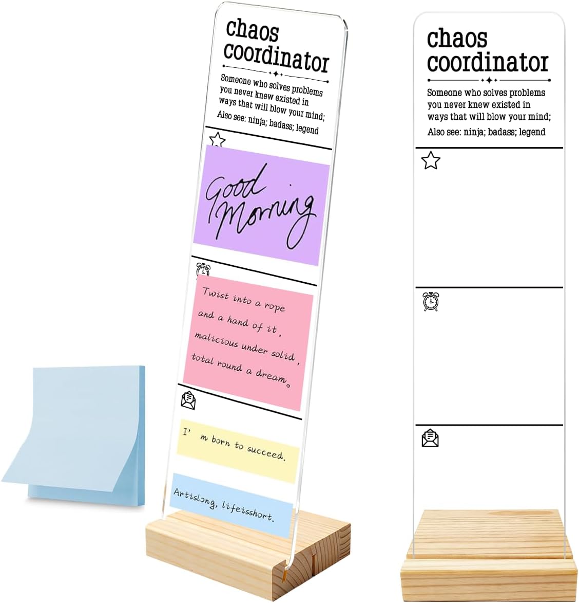 Monitor Memo Board with Removable Wooden Base Acrylic Portable Sticky Note Holder, It is Okay to Acrylic Message Board Sign, Office Desk Desk Set Sticky Notes 100 Sheets