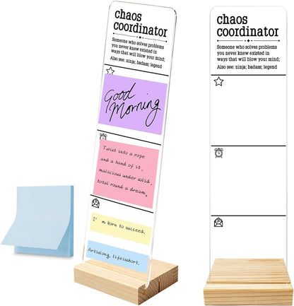 Monitor Memo Board with Removable Wooden Base Acrylic Portable Sticky Note Holder, It is Okay to Acrylic Message Board Sign, Office Desk Desk Set Sticky Notes 100 Sheets