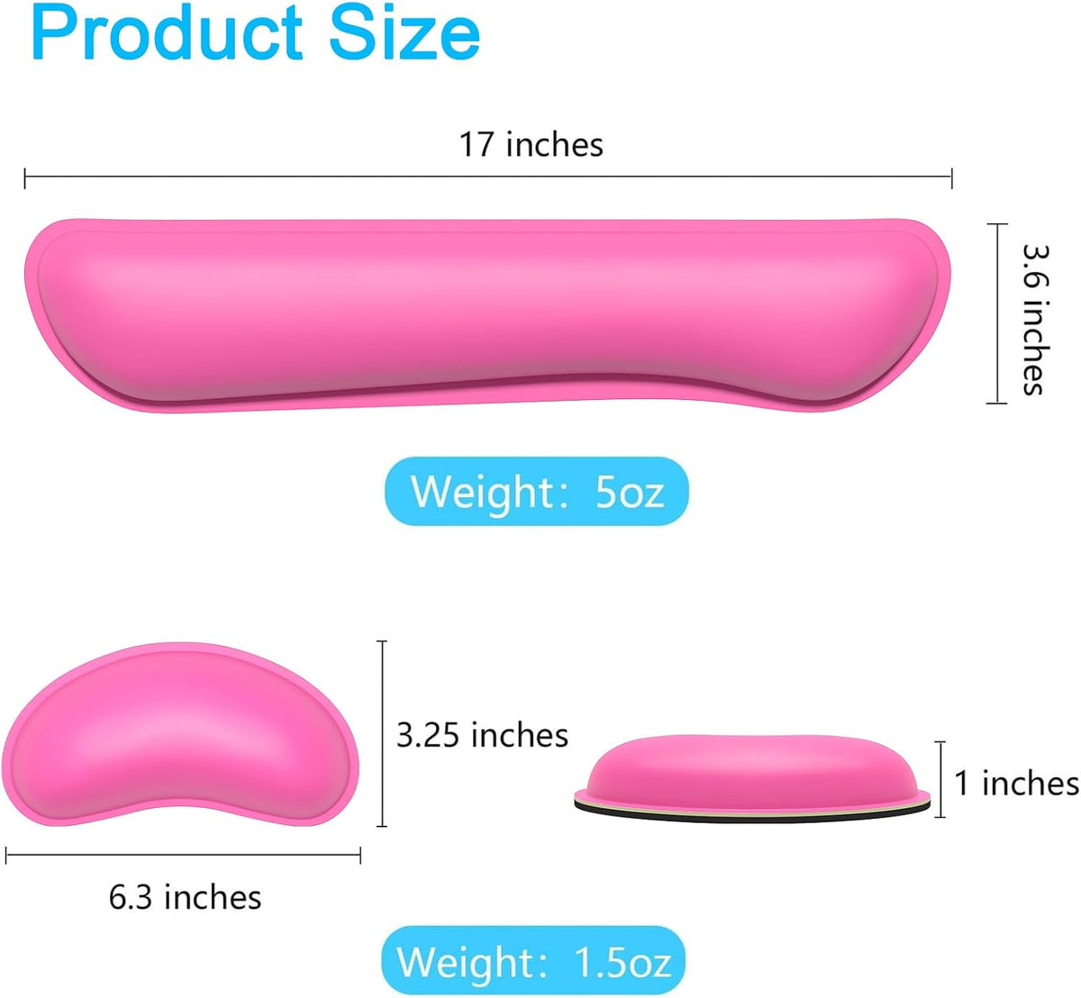 Mouse Wrist Rest, Ergonomic Memory Foam Mouse Wrist for Computer Desk Mats Support, PU Leather Hand Rest Pad Cushion for Gaming, Laptop, Men, Women, Pain Relief & Easy Typing, Black