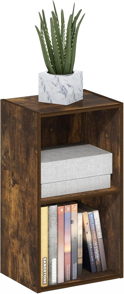 Furinno PASIR Book Shelf, 2-Tier Modern Bookshelf, Open Shelves Bookcase 9 x 12 x 21, Easy Assembly, for Living Room, Bedroom, Home Office, White