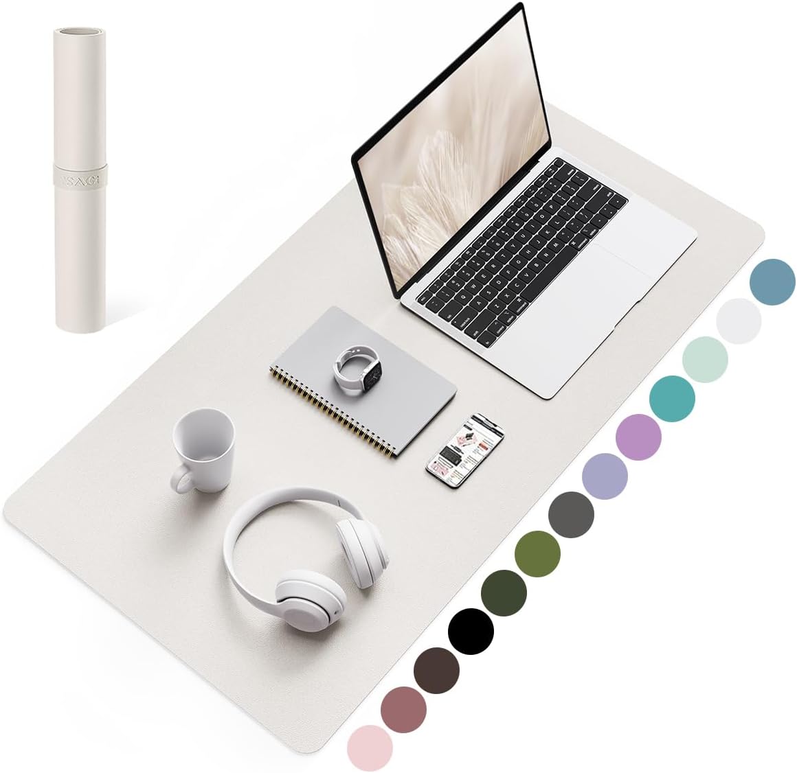 YSAGi Non-Slip Leather Desk Pad, Waterproof Laptop Computer Desk Keyboard Mat, Table Protector Blotter Mat, Large Mouse Pad for Office/Work/Home/Decor(Dark Brown, 31.5" x 15.7")