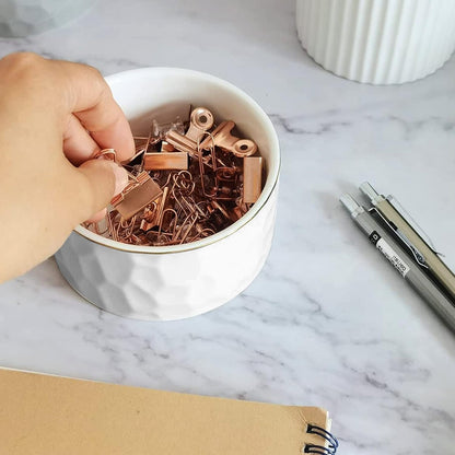 Paper Clip Holder Ceramic Paper Clip Holders Floral Paperclips Holder Dispenser Cute Gold Line Paper Clip Organizer for Desk Binder Clip Holder Bobby Pin Hair Clip Holder Gift for Office Pink Flowers