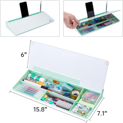TSJ OFFICE Desktop Whiteboard Dry-Erase-Board - Computer Keyboard Stand White Board Surface Pad with Drawer, Desk Organizers with Accessories for Office, Home, School Supplies - Black