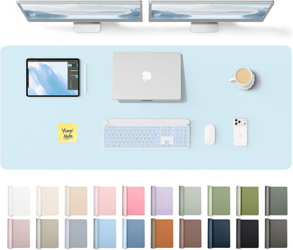 YSAGi Leather Desk Pad Protector, Large Mouse Pad, Non-Slip PU Leather Desk Blotter, Waterproof Writing Pad for Office and Home (31.5" x 15.8", Eggshell) - Colors B
