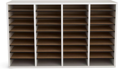 Safco 9422GR Wood Adjustable Literature & Paper Organizer, 16 Adjustable Compratment, Stackable Durable Construction, Home, Office, Mailroom, Classroom Mailbox , Gray