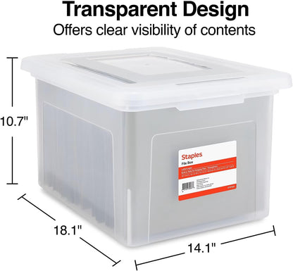 Hanging File Folder Box, Storage Bin Organizer, Snap Lid, Clear