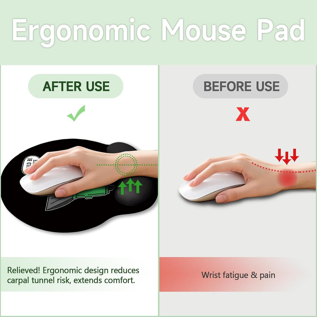 LIMKRIAN Cat Ergonomic Mouse Pad with Wrist Rest, Gaming Mouse Pad with Wrist Support, Funny Mouse Pads for Desk, Computer Mousepad with Non-Slip Pain Relief PU Base, Cute Office Desk Accessories - Colors B
