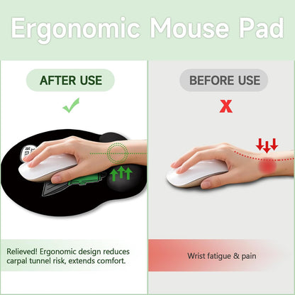 LIMKRIAN Cat Ergonomic Mouse Pad with Wrist Rest, Gaming Mouse Pad with Wrist Support, Funny Mouse Pads for Desk, Computer Mousepad with Non-Slip Pain Relief PU Base, Cute Office Desk Accessories - Colors B
