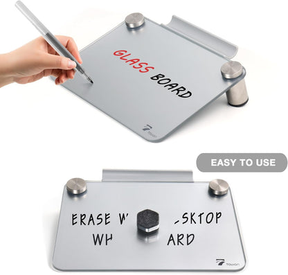 Small Glass Desktop Whiteboard Dry-Erase, Mini Pure Glass Whiteboard Stand