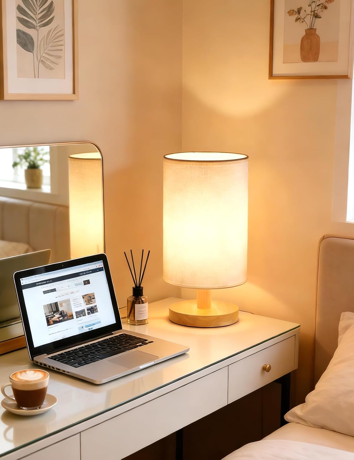 2-Pack Boho Small Table Lamp,Modern Cute Bedside Nightstand Light, Retro Mini Reading Desk Lamp for Bedroom Living Room Office Dorm Bookshelf Dresser Home Decor Restaurant Coffee Shop