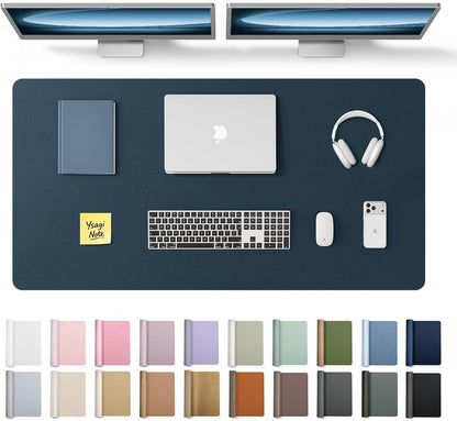 YSAGi Leather Desk Pad Protector, Office Desk Mat, Large Mouse Pad, Non-Slip PU Leather Desk Blotter, Waterproof Laptop Desk Writing Pad for Office and Home (23.6" x 13.8", Eggshell) - Colors B