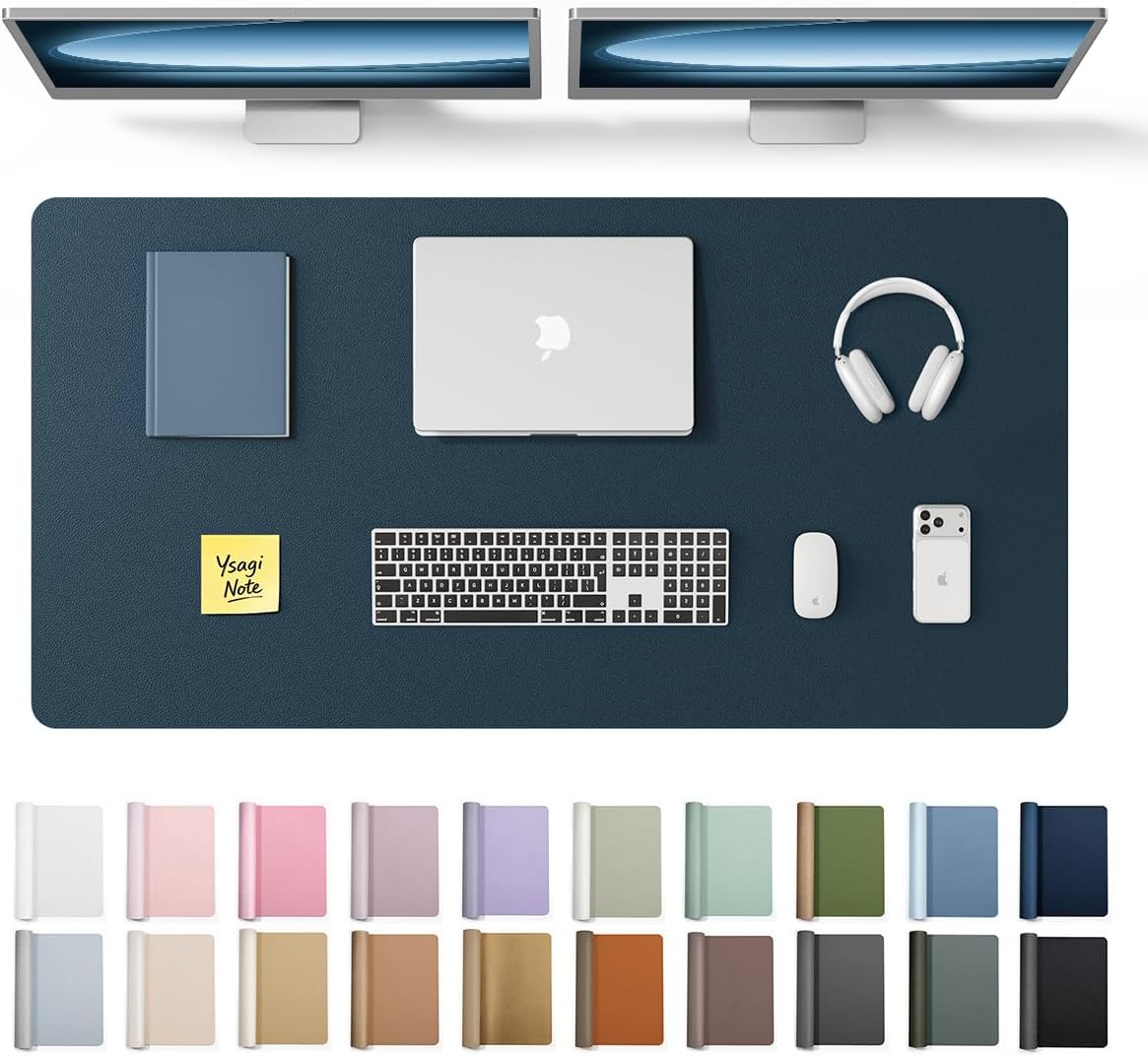 YSAGi Leather Desk Pad Protector, Large Mouse Pad, Non-Slip PU Leather Desk Blotter, Waterproof Writing Pad for Office and Home (31.5" x 15.8", Eggshell) - Colors B