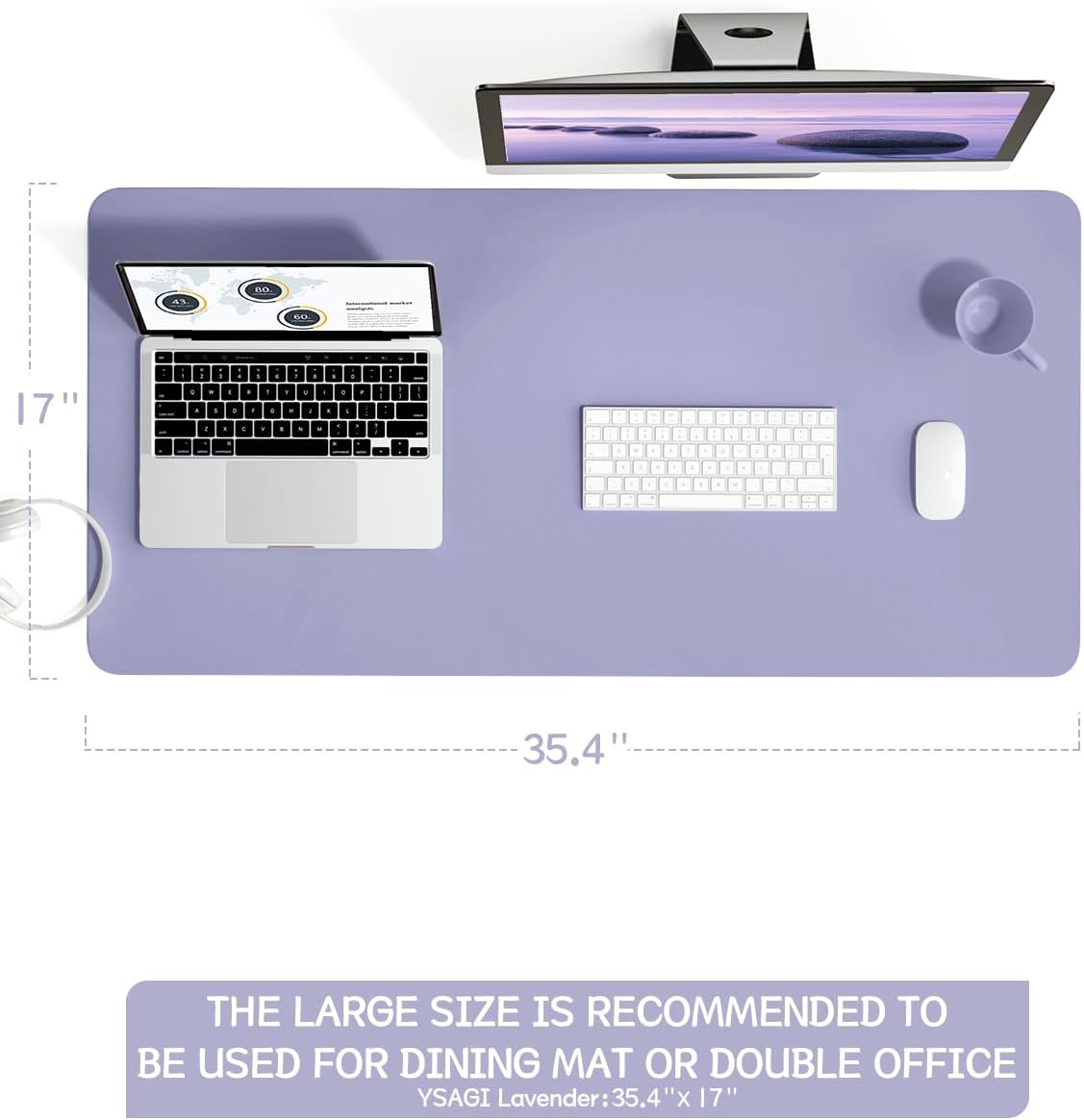 YSAGi Non-Slip Leather Desk Pad, Waterproof Laptop Computer Desk Keyboard Mat, Table Protector Blotter Mat, Large Mouse Pad for Office/Work/Home/Decor(Dark Brown, 31.5" x 15.7")