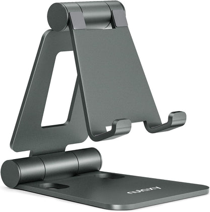 Nulaxy Dual Folding Cell Phone Stand, Fully Adjustable Foldable Desktop Phone Holder Cradle Dock Compatible with iPhone 17 16 15 14 13 12 11 Pro Max Xs Xr X 8, Nintendo Switch, All Phones - Purple
