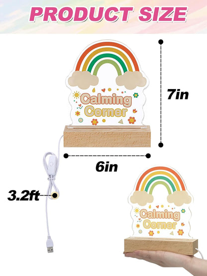 Rainbow Classroom Lamp for Calm Down Corner Supplies - Acrylic Desk Lamp Sign for Boho Classroom Decor Reading Corner Teacher Office, USB Powered