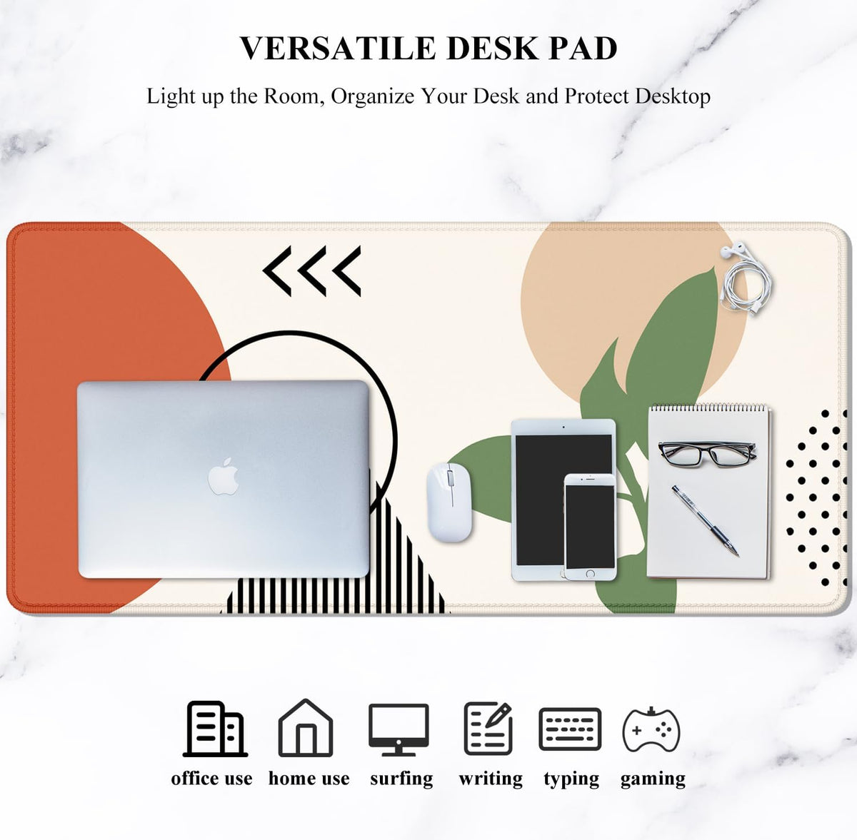 Auhoahsil Desk Mat, Ultra Large Mouse Pad, XXL Gaming Mousepad, Green Tropical Leaves Deskpad, Big Extended Full Size Mouse Pad, Desktop Desk Matt for Keyboard, Laptop & Computer, 35.5 x 15.7 in - Colors B