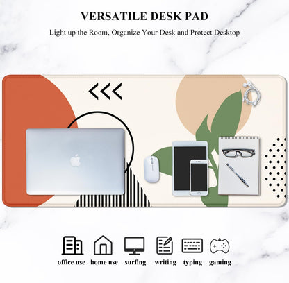 Auhoahsil Desk Mat, Ultra Large Mouse Pad, XXL Gaming Mousepad, Green Tropical Leaves Deskpad, Big Extended Full Size Mouse Pad, Desktop Desk Matt for Keyboard, Laptop & Computer, 35.5 x 15.7 in - Colors B