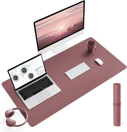 YSAGi Non-Slip Leather Desk Pad, Waterproof Laptop Computer Desk Keyboard Mat, Table Protector Blotter Mat, Large Mouse Pad for Office/Work/Home/Decor(Dark Brown, 31.5" x 15.7")