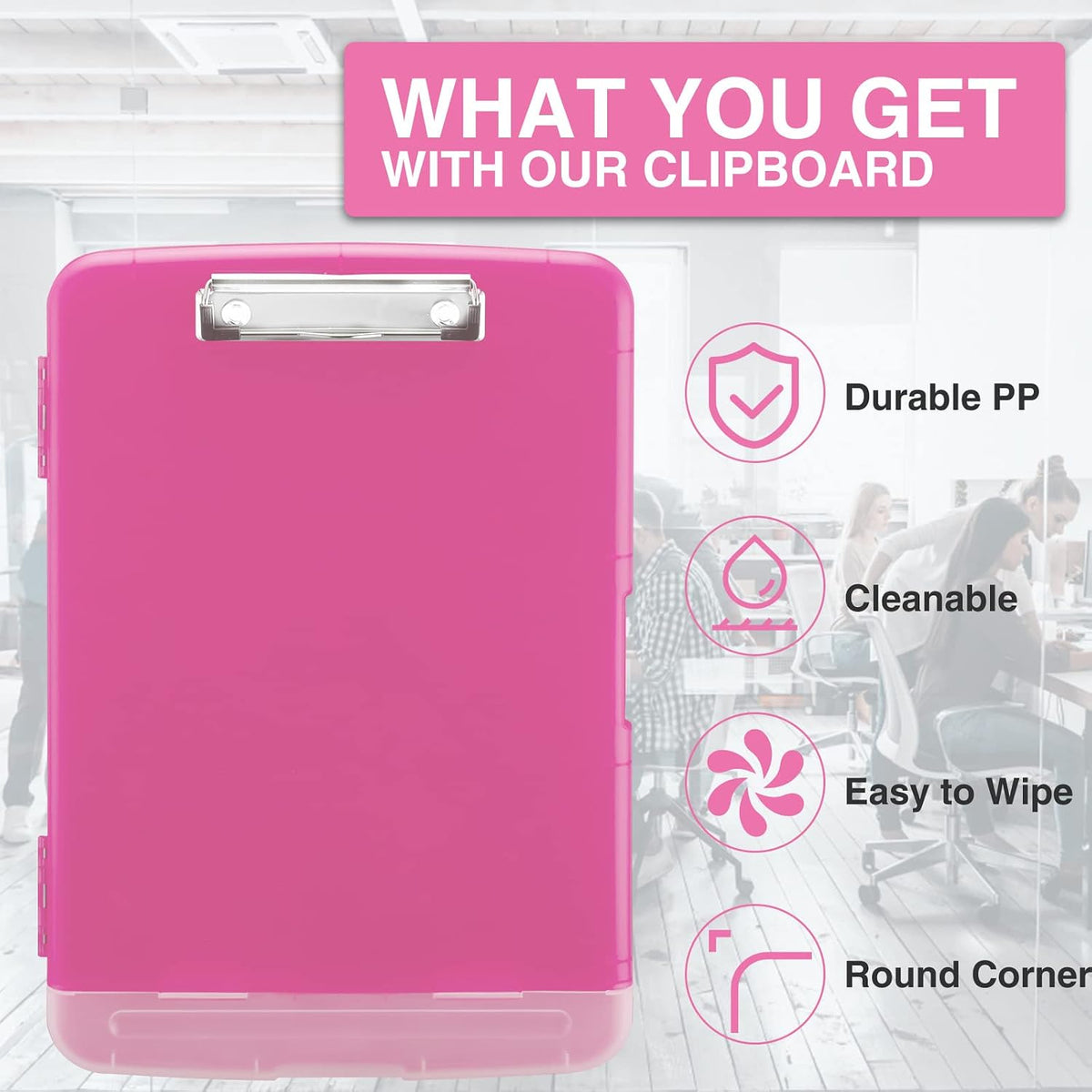 Clipboard with Storage, Clip Board 8.5 x 11 with Pen Holder, High Capacity Plastic Organization Case Box for Letter Legal A4 Size Paper, Nurses Teachers Must Haves, School & Office Supplies