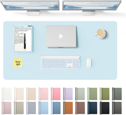 YSAGi Leather Desk Pad Protector, Large Mouse Pad, Non-Slip PU Leather Desk Blotter, Waterproof Writing Pad for Office and Home (31.5" x 15.8", Eggshell) - Colors B