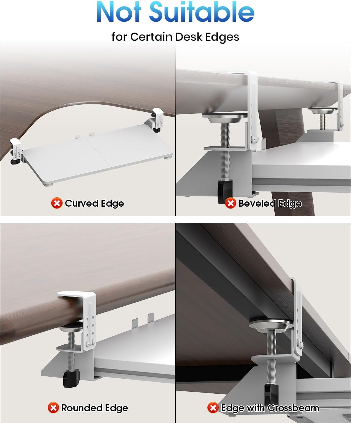 Small Keyboard Tray Under Desk, Pull Out Keyboard & Mouse Tray with Adjustable C-clamp, 20(25.9 Including Clamps) x 11.8 Inch Slide Out Computer Keyboard Drawer Mouse Tray for Typing, Walnut