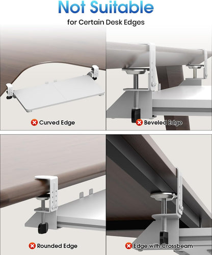 Small Keyboard Tray Under Desk, Pull Out Keyboard & Mouse Tray with Adjustable C-clamp, 20(25.9 Including Clamps) x 11.8 Inch Slide Out Computer Keyboard Drawer Mouse Tray for Typing, Walnut