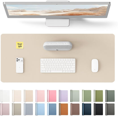YSAGi Leather Desk Pad Protector, Office Desk Mat, Large Mouse Pad, Non-Slip PU Leather Desk Blotter, Waterproof Laptop Desk Writing Pad for Office and Home (23.6" x 13.8", Eggshell) - Colors B