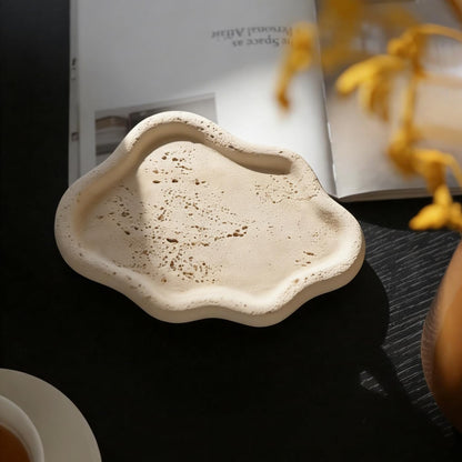 Jewelry Dish Trinket Tray for Women, Ring Dish Holder, Unique Cloud Shape Ceramic Plate Cute Things Vanity Aesthetic Room Decor Mother's Day Birthday (White)