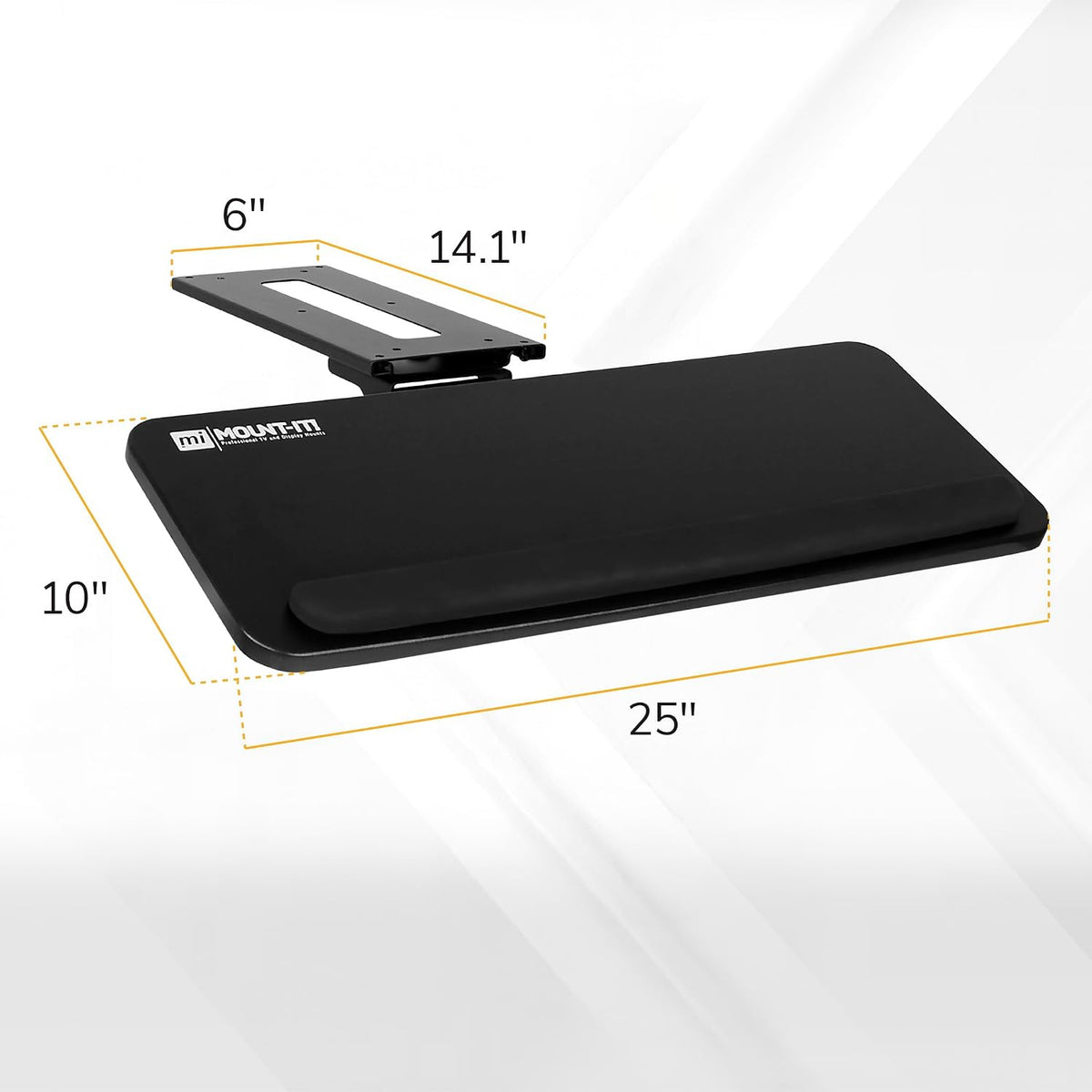 Mount-It! Under Desk Keyboard Tray, Slide-Out Keyboard Drawer with Height, Tilt and Swivel Adjustment, 25" x 10" Keyboard & Mouse Platform with Wrist Rest, Bolt-On Under Desk Mount