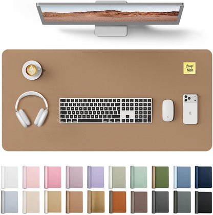 YSAGi Leather Desk Pad Protector, Office Desk Mat, Large Mouse Pad, Non-Slip PU Leather Desk Blotter, Waterproof Laptop Desk Writing Pad for Office and Home (23.6" x 13.8", Eggshell) - Colors A