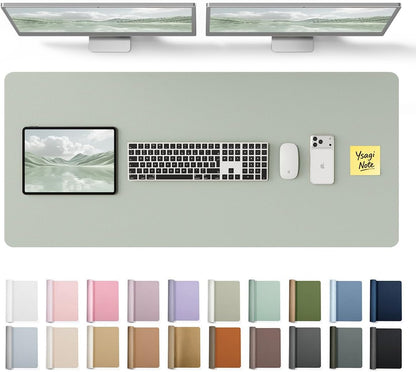YSAGi Leather Desk Pad Protector, Office Desk Mat, Large Mouse Pad, Non-Slip PU Leather Desk Blotter, Waterproof Laptop Desk Writing Pad for Office and Home (23.6" x 13.8", Eggshell) - Colors B