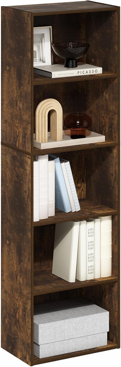 Furinno PASIR Book Shelf, 2-Tier Modern Bookshelf, Open Shelves Bookcase 9 x 12 x 21, Easy Assembly, for Living Room, Bedroom, Home Office, White