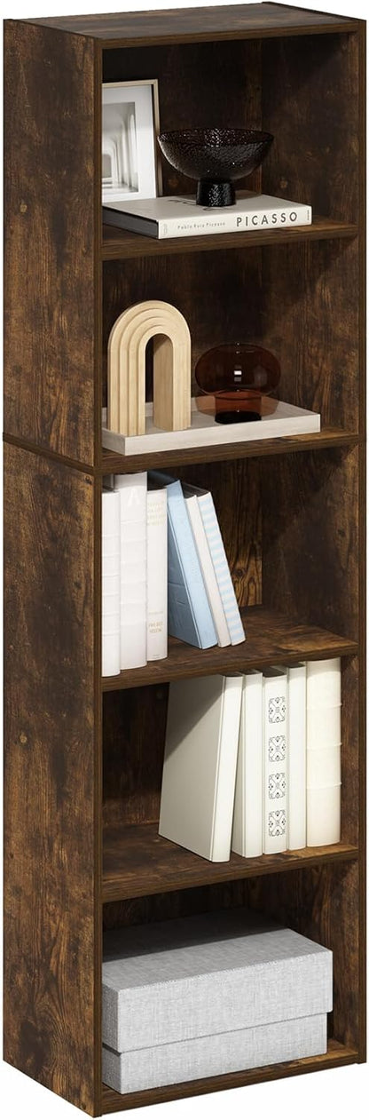 Furinno PASIR Book Shelf, 2-Tier Modern Bookshelf, Open Shelves Bookcase 9 x 12 x 21, Easy Assembly, for Living Room, Bedroom, Home Office, White