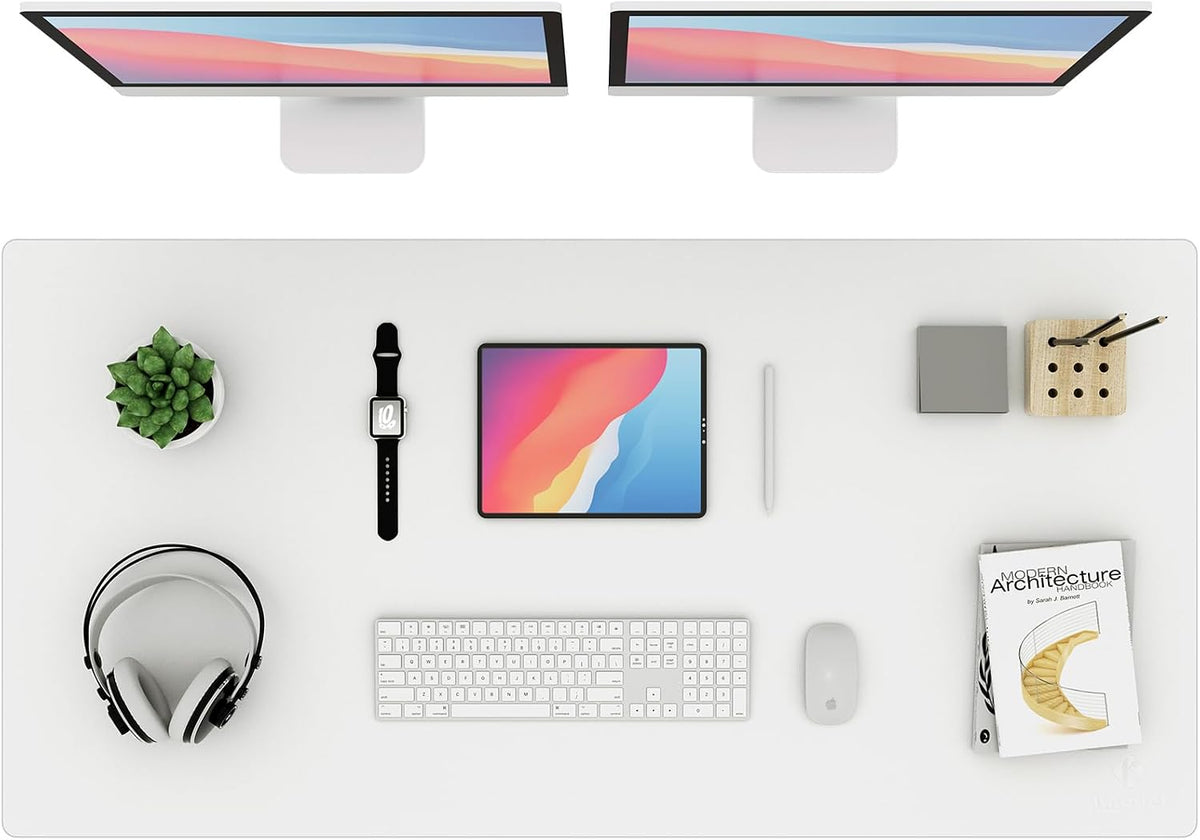 K KNODEL Large Office Leather Desk Mat, Mouse and Keyboard Pad, Computer and Laptop Mat, Desktop Protector and Cover, Writing Pad and Blotter (31.5"x15.7", Black)